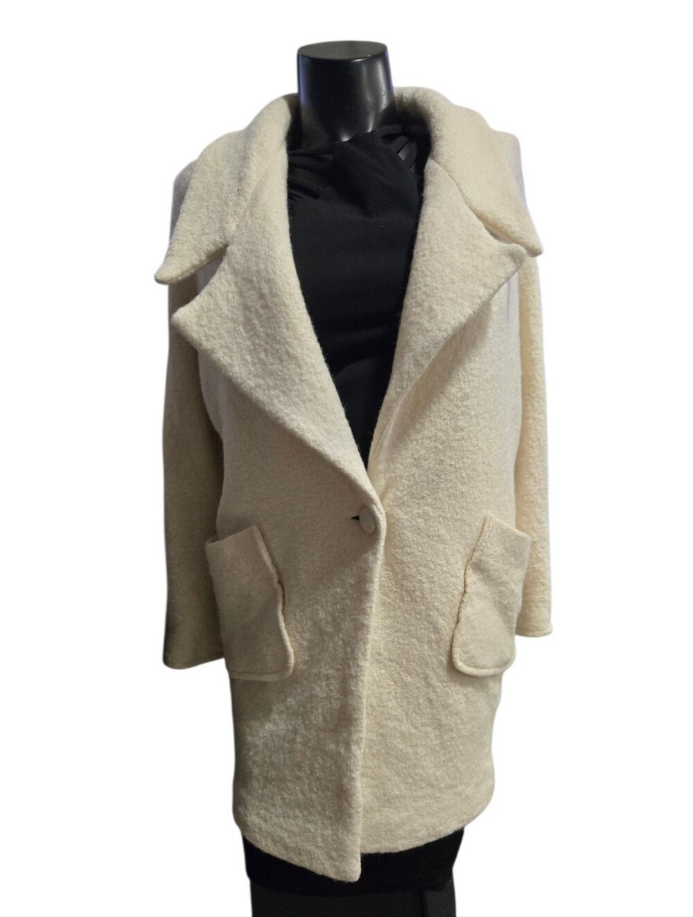 YOU St Petersburg Oversized Bouclé Wool Blend Coat | 90s Scandi Minimal M"